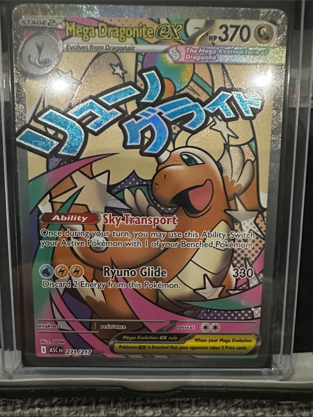 Pokemon Mega Dragonite EX Holo Gold Pink Blue Card